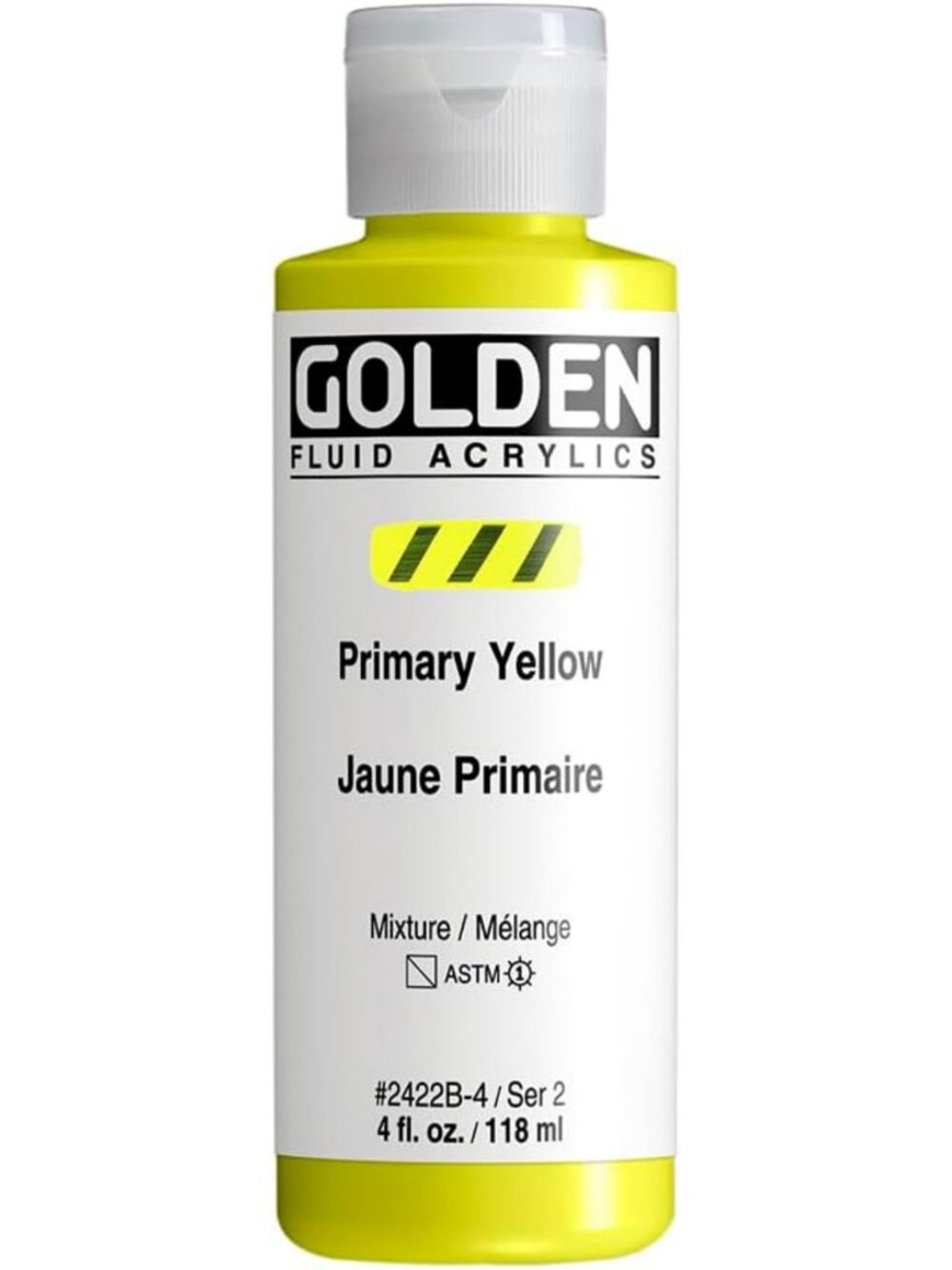 Vibrant Primary Yellow Fluid Acrylic Paint - 4 oz Bottle for Artists & Crafters